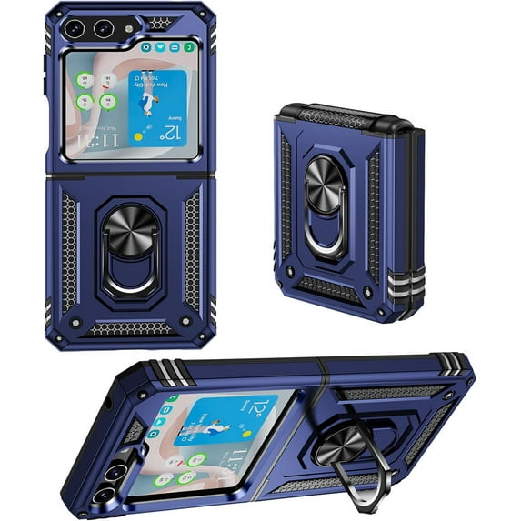 Flip 5 Case for Samsung Z Flip 5 Case with Ring (Military-Grade) Anti-Drop, Heavy Duty Protective Case for Galaxy Z Flip 5 Case- Blue