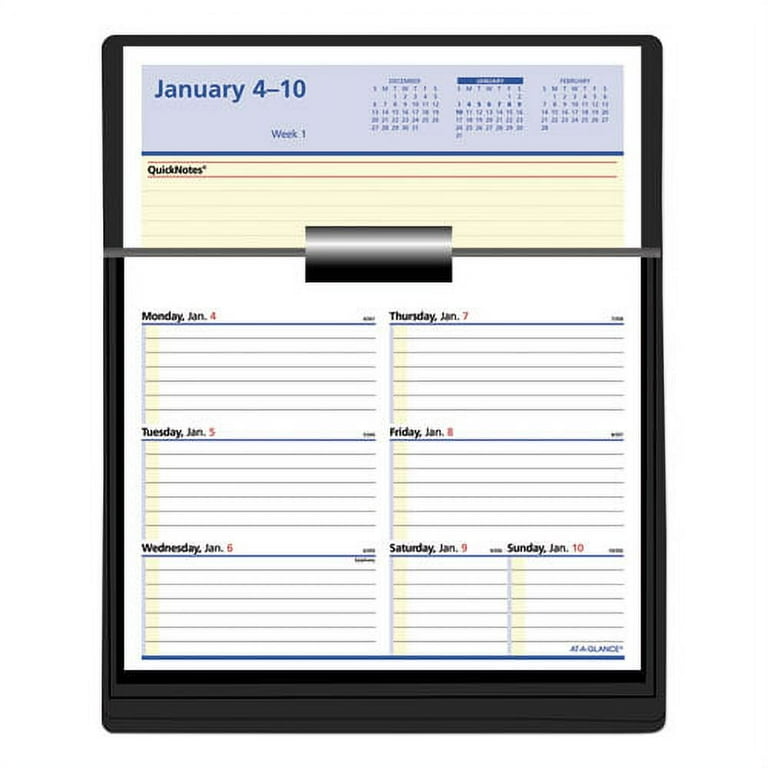 QuickNotes Desk Calendar Refill, 3.5 x 6, White/Yellow/Blue Sheets, 12-Month (Jan to Dec): 2024