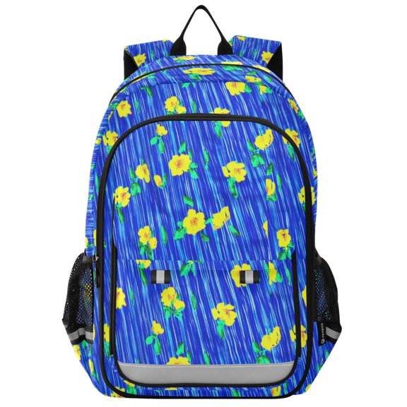 Flip Backpack Blue Rain Flowers Elementary School Backpack Lightweight Bookbag for School Travel
