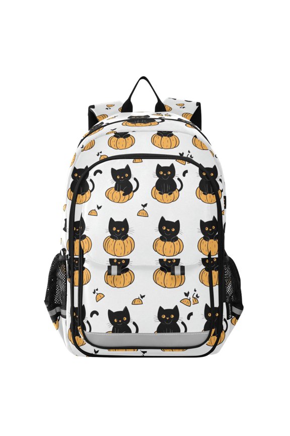 Flip Backpack Cute Black Cat Elementary School Backpack Lightweight Bookbag for School Travel