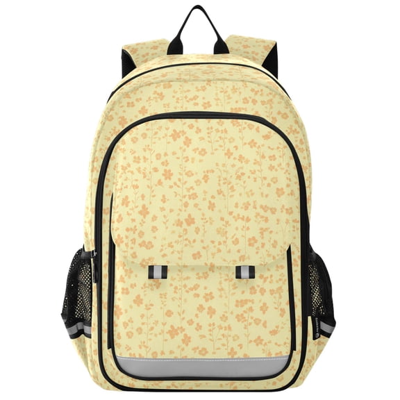 Flip Backpack Golden Floral Pattern Elementary School Backpack Lightweight Bookbag for School Travel