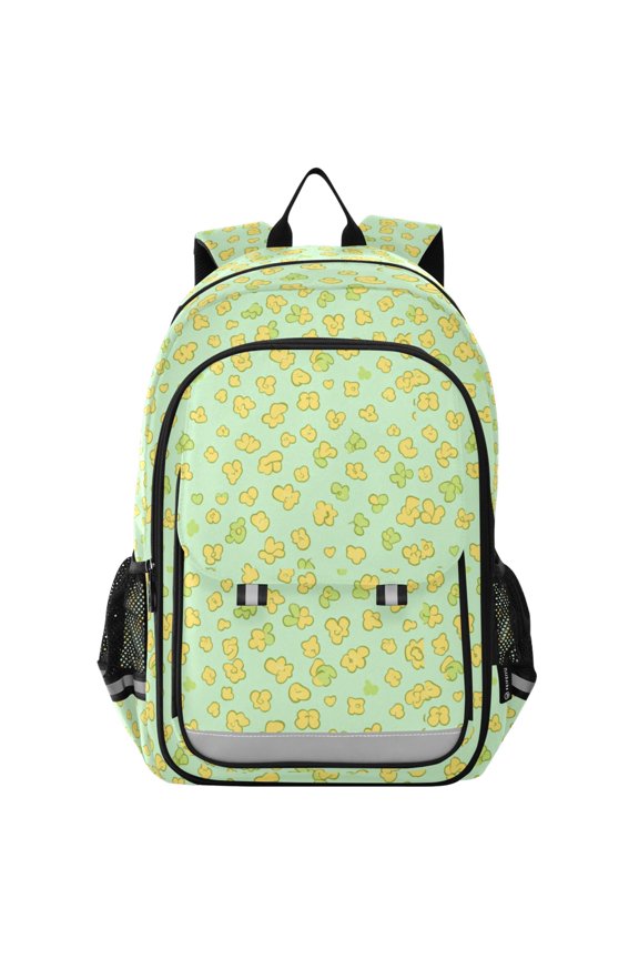 Flip Backpack Minimalist Flower Pattern Elementary School Backpack Lightweight Bookbag for School Travel