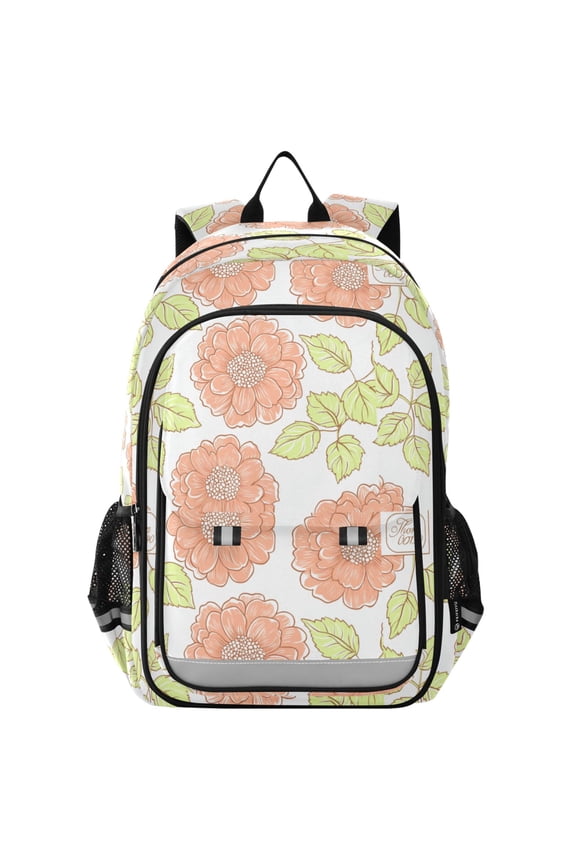 Flip Backpack Peach Blossom Pattern Design Elementary School Backpack Lightweight Bookbag for School Travel