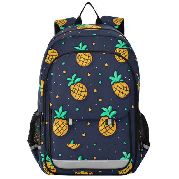 Flip Backpack Pineapple Pattern Elementary School Backpack Lightweight Bookbag for School Travel