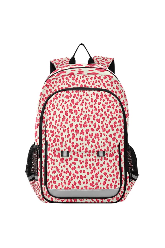 Flip Backpack Red Flower Pattern Elementary School Backpack Lightweight Bookbag for School Travel