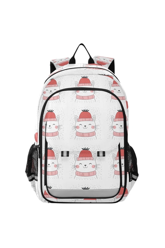 Flip Backpack Simple Doodle Cat Elementary School Backpack Lightweight Bookbag for School Travel