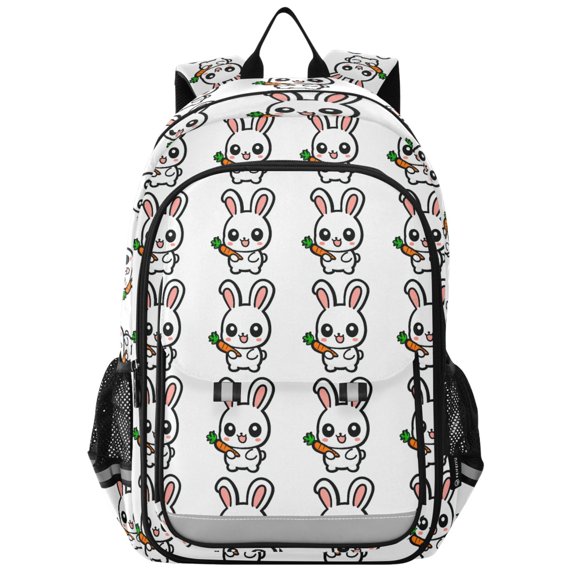 Flip Backpack Simple Doodle Rabbit Elementary School Backpack Lightweight Bookbag for School Travel
