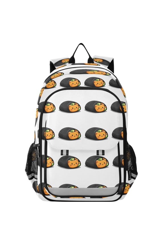 Flip Backpack Sushi Roll Cute Kitten Elementary School Backpack Lightweight Bookbag for School Travel