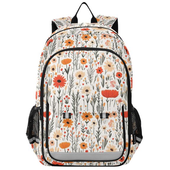 Flip Backpack Wildflower Pattern Elementary School Backpack Lightweight Bookbag for School Travel