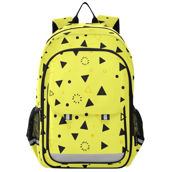 Flip Backpack Yellow Triangle Dots Elementary School Backpack Lightweight Bookbag for School Travel