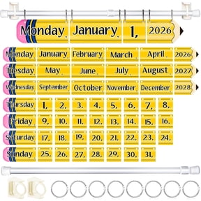 Flip Calendar for Classroom, Pencil Classroom Calendar Set Bulletin Board Set with 54 Date Cards Adjustable Holder for Home Back to School Decoration Supplies for Teacher Supplies
