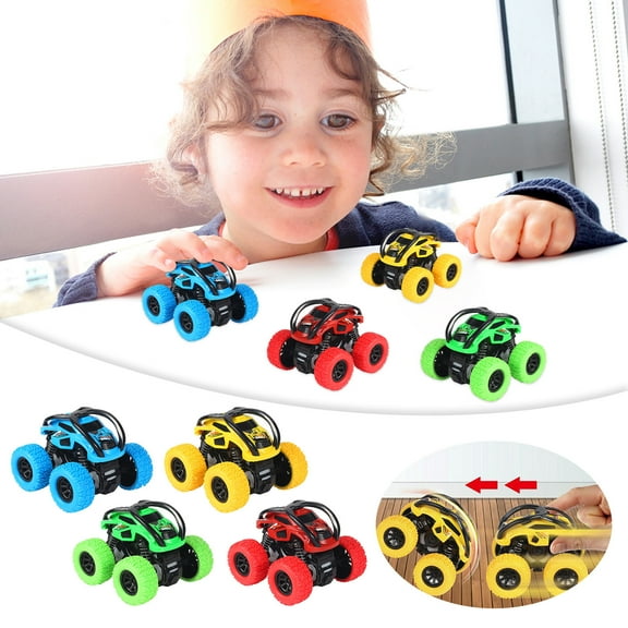Flip Cars Toys, Push and Go Cars Toys for 3-6 Years Old, Inertial Four-wheel Drive Off-road Vehicle Toy, Climbing Car Model, 360° Rotating Cars Toys for Christmas Birthday Gifts