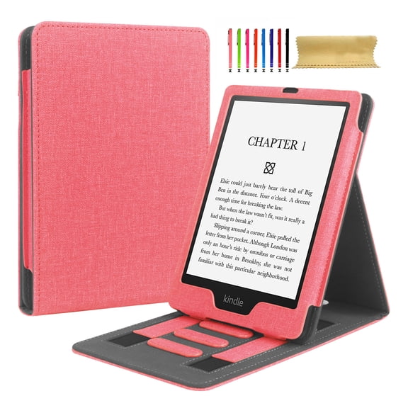 Flip Case for Amazon Kindle 11th Generation 2022 - Slim Fit Multi-Viewing Stand Cover with Auto Wake/Sleep Case Cover for Amazon Kindle 11th Generation 2022 Edition E-Reader, Pink
