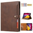 thumbnail image 1 of Flip Case for Apple iPad Air 11" 2025 2024/Pro 11 2022/2021/2020/2018/ iPad Air 5th 4th Gen 10.9", Pencil Holder Smart Cover Auto Sleep Wake Protective Documents Pocket Stand Snap Closure,Coffee, 1 of 7
