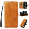 thumbnail image 1 of Flip Case Compatible with Samsung Galaxy A32 5G || Skin Feel Leather Wallet Phone Case for Galaxy A32 5G || TPU Inner with Viewing Stand & Card Holder || Wrist Strap Folio Cover - Yellow, 1 of 5