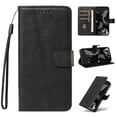 thumbnail image 1 of Flip Case Compatible with iPhone 16e || Skin Feel Leather Wallet Phone Case for iPhone 16e || TPU Inner with Viewing Stand & Card Holder || Wrist Strap Folio Cover - Black, 1 of 5