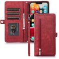 thumbnail image 1 of Flip Case Cover for Samsung Galaxy A22 5G Case, Multi-Card Zipper Wallet Phone Case Leather Folio Flip Wallet Magnetic Wallet Case Phone Cover Case for Samsung Galaxy A22 5G Phone Back Cover,Red, 1 of 9