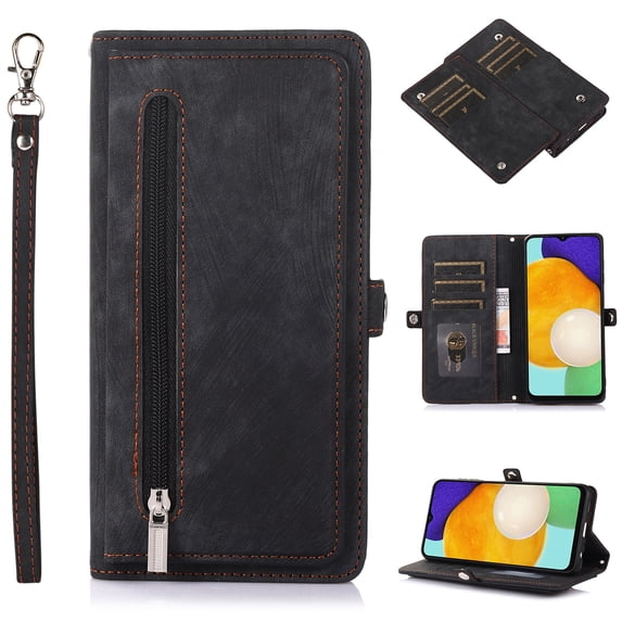 Flip Case Cover for Samsung Galaxy S23 FE Case, Multi-Card Zipper Wallet Phone Case Leather Folio Flip Wallet Magnetic Wallet Case Phone Cover Case for Samsung Galaxy S23 FE, Red