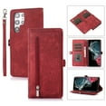 thumbnail image 1 of Flip Case Cover for Samsung Galaxy S24 Ultra Case, Multi-Card Zipper Wallet Phone Case Leather Folio Flip Wallet Magnetic Wallet Case Phone Cover Case for Samsung Galaxy S24 Ultra Back Cover,Red, 1 of 9
