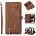 thumbnail image 1 of Flip Case Cover for iPhone 15 Plus Case, Multi-Card Zipper Wallet Phone Case Leather Folio Flip Wallet Magnetic Wallet Case Phone Cover Case for iPhone 15 Plus Back Cover, Brown, 1 of 7