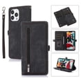 thumbnail image 1 of Flip Case Cover for iPhone 16 Pro Case, Multi-Card Zipper Wallet Phone Case Leather Folio Flip Wallet Magnetic Wallet Case Phone Cover Case for iPhone 16 Pro Back Cover, Black, 1 of 10