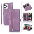 thumbnail image 1 of Flip Case Cover for iPhone 16 Pro Case, Multi-Card Zipper Wallet Phone Case Leather Folio Flip Wallet Magnetic Wallet Case Phone Cover Case for iPhone 16 Pro Back Cover, Purple, 1 of 10