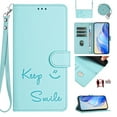 thumbnail image 1 of Flip Case for Google Pixel 9 / 9 Pro, Embossed PU Leather Full body Protection Wallet Case, Card Slots Kickstand, Wrist Strap + Shoulder Strap, RFID Blocking Magnetic Closure Phone Cover, Mint, 1 of 11
