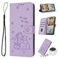 thumbnail image 1 of Flip Case for Google Pixel 9a PU Leather Wallet Case with Card Slots Magnetic Clasp Stand Function Cover Lovely Embossed with Wrist Strap Soft Inner Case for Google Pixel 9a - Purple, 1 of 8