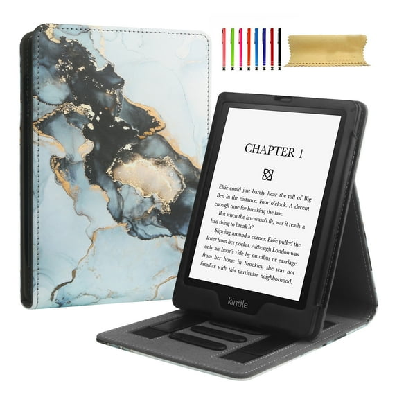 Flip Case for Kindle Paperwhite (11th Generation) 2021 - Slim Fit Multi-Viewing Stand Cover with Auto Wake/Sleep Case Cover for Kindle Paperwhite 2021 Edition E-Reader, Black/White Marble