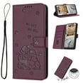 thumbnail image 1 of Flip Case for Motorola Edge 2025 PU Leather Wallet Case with Card Slots Magnetic Clasp Stand Function Cover Lovely Embossed with Wrist Strap Soft Inner Case for Motorola Edge 2025 - Maroon, 1 of 6