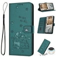 thumbnail image 1 of Flip Case for Motorola Edge 2025 PU Leather Wallet Case with Card Slots Magnetic Clasp Stand Function Cover Lovely Embossed with Wrist Strap Soft Inner Case for Motorola Edge 2025 - Darkgreen, 1 of 8