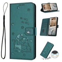 Flip Case for Motorola Edge 2025 PU Leather Wallet Case with Card Slots Magnetic Clasp Stand Function Cover Lovely Embossed with Wrist Strap Soft Inner Case for Motorola Edge 2025 - Darkgreen