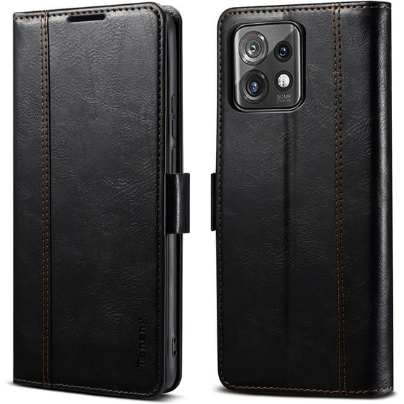 Flip Case for Motorola Moto Edge Plus 2023/Moto X40/Moto X40 Pro,Flip Fold Leather Wallet Case with Credit Card Slot and Kickstand Magnetic Closure Protective Cover Phone Case (Black)