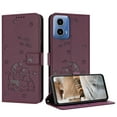 thumbnail image 1 of Flip Case for Motorola Moto G 5G 2024 PU Leather Wallet Case with Card Slots Magnetic Clasp Stand Function Cover Lovely Embossed with Wrist Strap Soft Inner Case for Motorola Moto G 5G 2024 - Maroon, 1 of 8