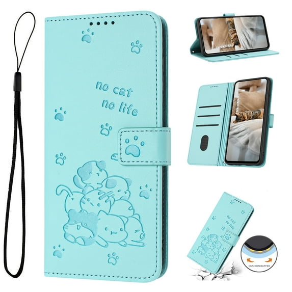 Flip Case for Motorola Moto G 5G 2025 PU Leather Wallet Case with Card Slots Magnetic Clasp Stand Function Cover Lovely Embossed with Wrist Strap Soft Inner Case for Moto G 5G 2025 - Green