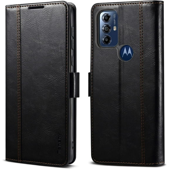 Flip Case for Motorola Moto G Play 2023/Moto G Pure 2021,Flip Fold Leather Wallet Case with Credit Card Slot and Kickstand Magnetic Closure Protective Cover Phone Case(Black)
