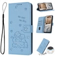 thumbnail image 1 of Flip Case for Motorola Moto G Power 5G 2025 PU Leather Wallet Case with Card Slots Magnetic Clasp Stand Function Cover Lovely Embossed with Wrist Strap Soft Inner Case - Blue, 1 of 8
