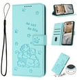 thumbnail image 1 of Flip Case for Motorola Moto G Power 5G 2025 PU Leather Wallet Case with Card Slots Magnetic Clasp Stand Function Cover Lovely Embossed with Wrist Strap Soft Inner Case - Green, 1 of 8