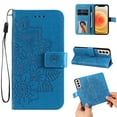 thumbnail image 1 of Flip Case for One Plus Nord CE 5G, Allytech Floral Embossing Synthetic Leather Shockproof Wallet Case Folio Kickstand Card Slots Holder Magnetic Closure Hand Strap Case for Oneplus Nord CE 5G, Blue, 1 of 8