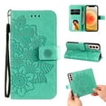 thumbnail image 1 of Flip Case for One Plus Nord N200 5G, Allytech Floral Embossing Synthetic Leather Shockproof Wallet Case Kickstand Card Slots Holder Magnetic Closure Hand Strap Case for Oneplus Nord N200 5G, Green, 1 of 8