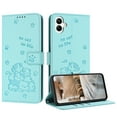 thumbnail image 1 of Flip Case for Samsung Galaxy A04e PU Leather Wallet Case with Card Slots Magnetic Clasp Stand Function Cover Lovely Embossed with Wrist Strap Soft Inner Case for Galaxy A04e - Green, 1 of 8