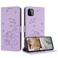 thumbnail image 1 of Flip Case for Samsung Galaxy A22 5G PU Leather Wallet Case with Card Slots Magnetic Clasp Stand Function Cover Lovely Embossed with Wrist Strap Soft Inner Case for Galaxy A22 5G - Purple, 1 of 8