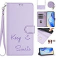 thumbnail image 1 of Flip Case for Samsung Galaxy A26 5G, Embossed PU Leather Full body Protection Wallet Case, Card Slots Kickstand, Wrist Strap + Shoulder Strap, RFID Blocking Magnetic Closure Phone Cover, Purple, 1 of 12