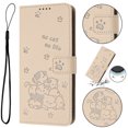 thumbnail image 1 of Flip Case for Samsung Galaxy A54 5G PU Leather Wallet Case with RFID Blocking Card Slot & Cash Pocket Magnetic Clasp Stand Function Cover Cat Patterned with Wrist Strap Phone Case,Beige, 1 of 9