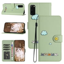 Flip Case for Samsung Galaxy S20, PU Leather Wallet Case with Card Slots Magnetic Clasp Stand Function Cover Lovely Animal Pattern Lanyard Drop Protective for Samsung Galaxy S20 - Green