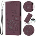 thumbnail image 1 of Flip Case for Samsung Galaxy S23 FE PU Leather Wallet Case with RFID Blocking Card Slot & Cash Pocket Magnetic Clasp Stand Function Cover Cat Patterned with Wrist Strap Phone Case,Maroon, 1 of 9