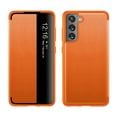 thumbnail image 1 of Flip Case for Samsung Galaxy S24, Clear View Window Lychee Pattern PU Leather Folio Cover with Magnetic Closure Shockproof Full Protection Case for Samsung Galaxy S24, Orange, 1 of 8