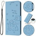 thumbnail image 1 of Flip Case for Samsung Galaxy S24 FE PU Leather Wallet Case with RFID Blocking Card Slot & Cash Pocket Magnetic Clasp Stand Function Cover Cat Patterned with Wrist Strap Phone Case,Blue, 1 of 9