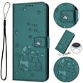 thumbnail image 1 of Flip Case for Samsung Galaxy S24 PU Leather Wallet Case with RFID Blocking Card Slot & Cash Pocket Magnetic Clasp Stand Function Cover Cat Patterned with Wrist Strap Phone Case,Darkgreen, 1 of 9