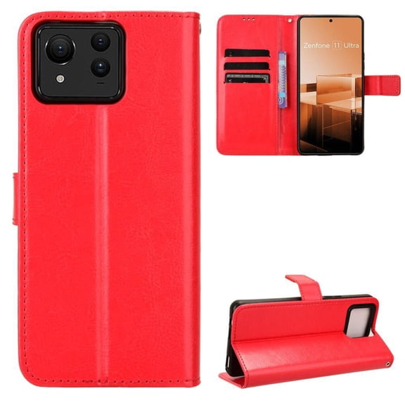 Flip Case for ASUS Zenfone 11 Ultra All-in-One Wallet Multifunctional Folio Flip Cover with Card Holder and Detachable Wrist Strap